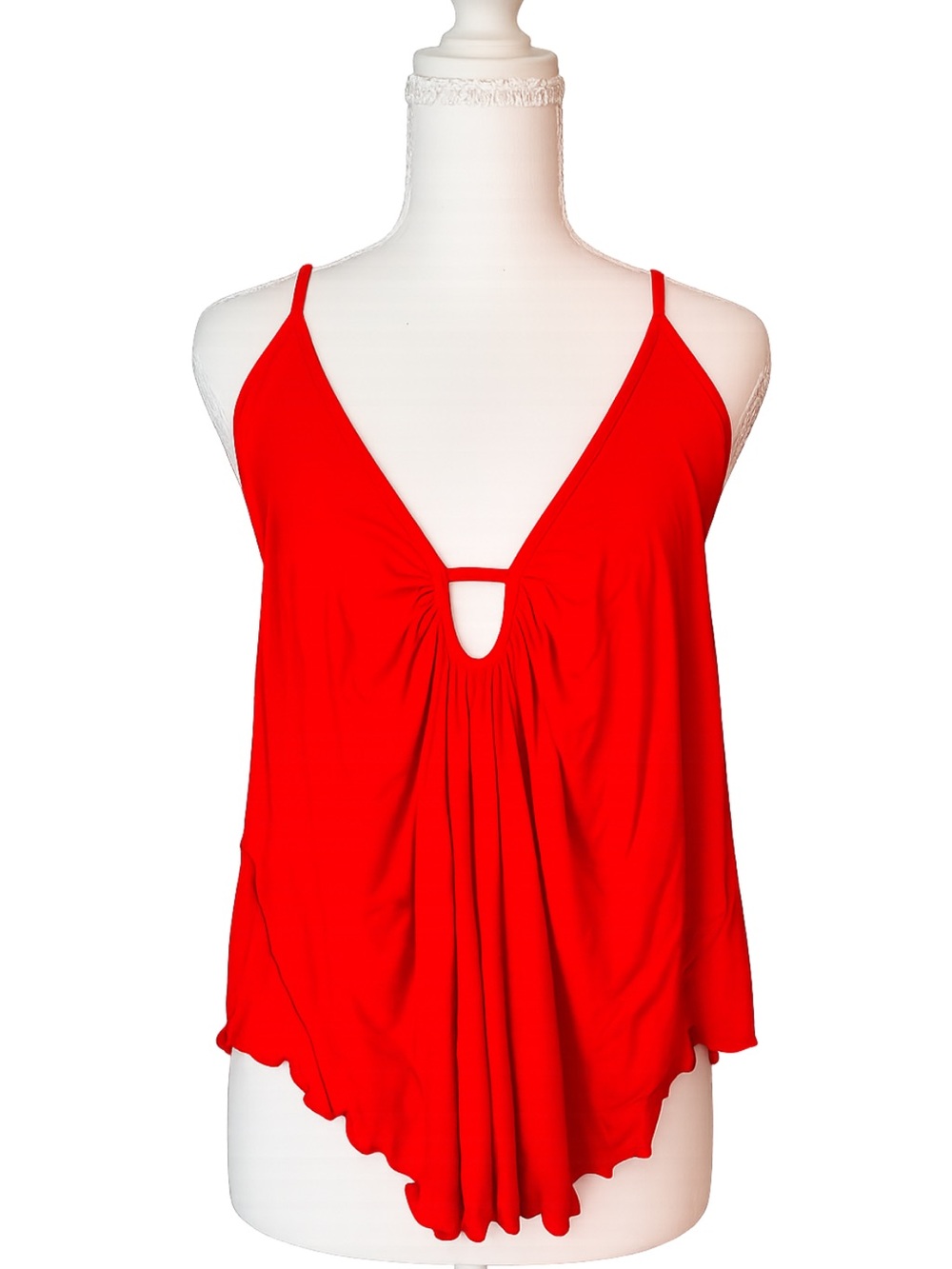 Free People We The Free Red Flowy Open Back Tie Tank Top Boho Festival XS | NWT